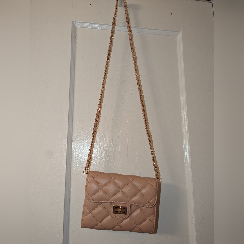 Tan vegan leather crossbody bag